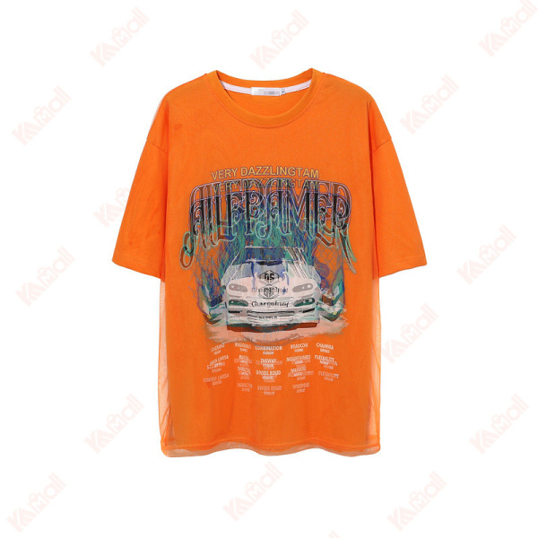 teenagers orange printing t shirt